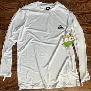 Quiksilver Everyday Surf Tee Long Sleeve White UPF50+ Surf Swim NWT Rash Guard L